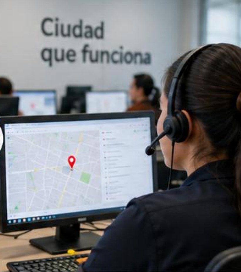 Una operadora del centro de atención ubica el reporte en el mapa y lo asigna